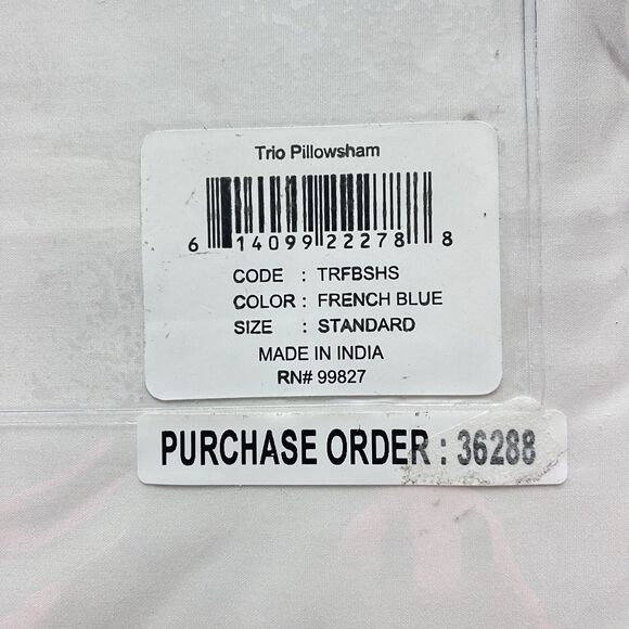 Annie Selke French Blue Single Standard Pillowsham - Picture 3 of 4